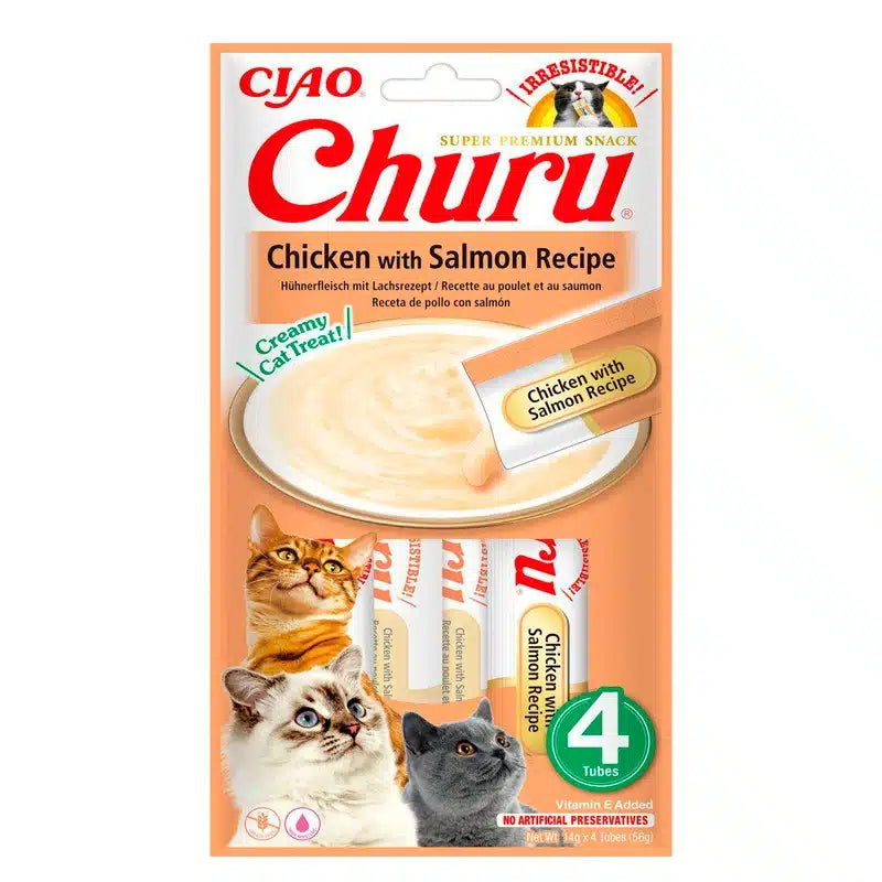 Churu Puré Receta de pollo con salmón para Gatos